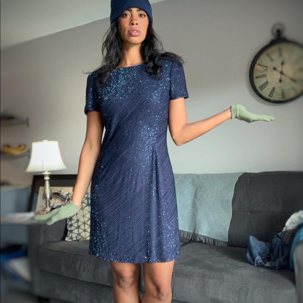 Blue beaded dress - Picture 1 of 6